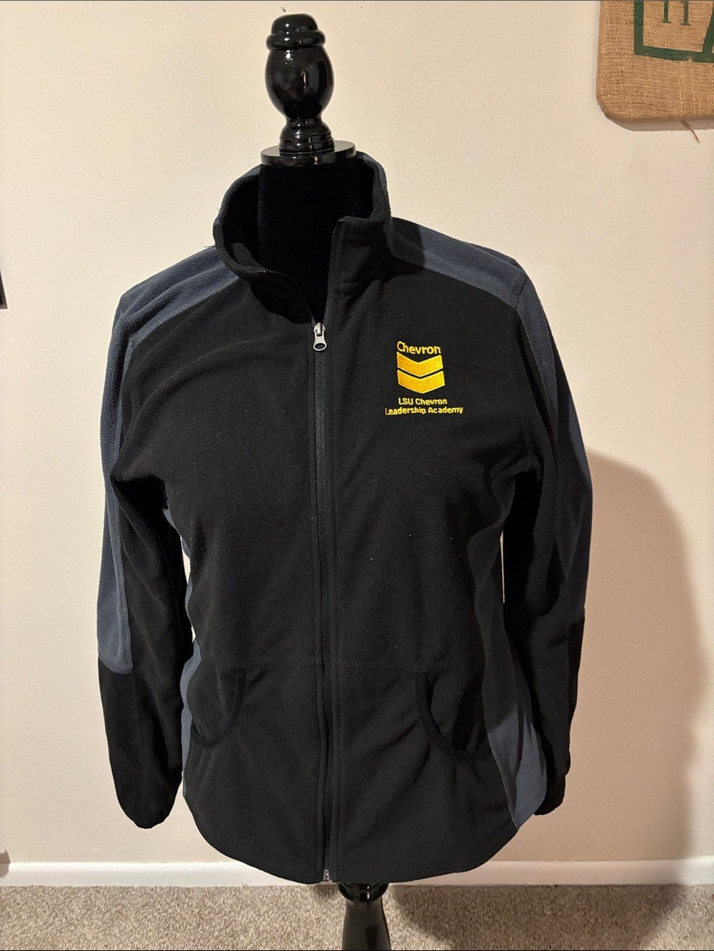 Chevron Black Fleece Zip Jacket with LSU Chevron Engineering Logo